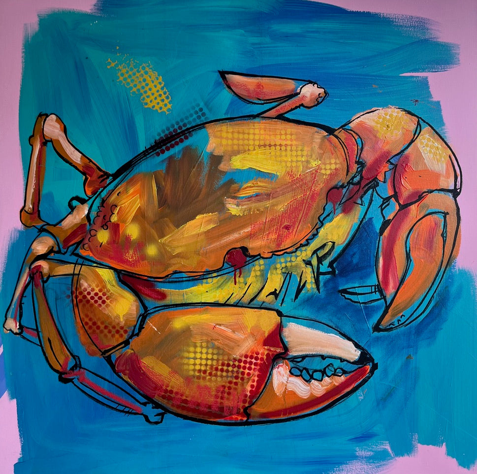 Crab with Turquoise Background - Dan Taylor